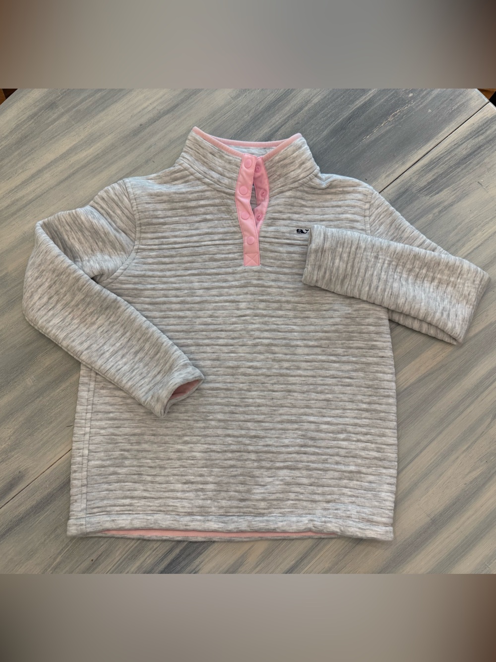 Vineyard Vines Ribbed 1/4 Snap Neck Sweatshirt Girls Large 14